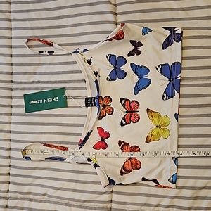 Shein Lot of 3 Tank Tops. Multi Colored Butterfly Top-I'm Dead Inside & Moth Top